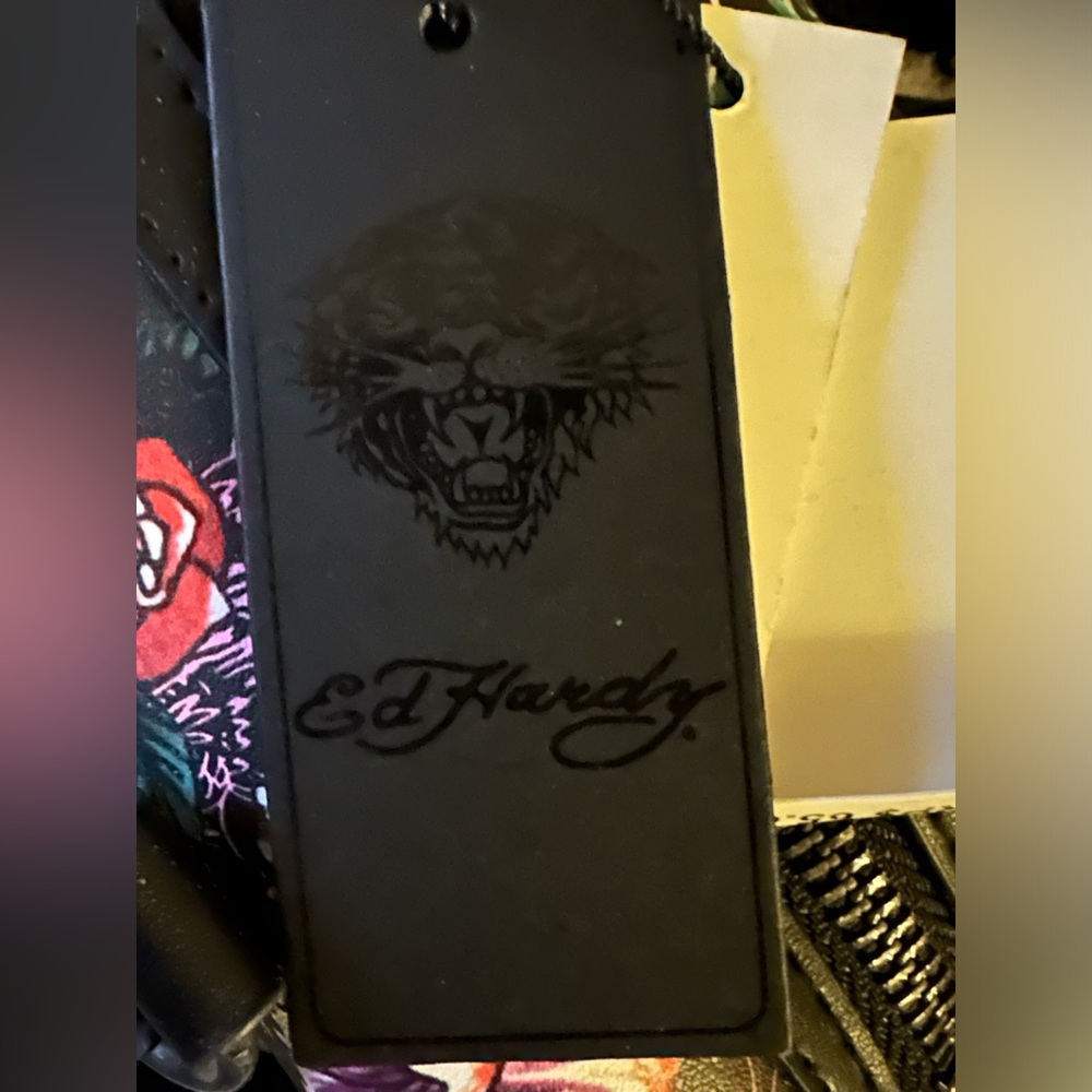 Ed Hardy Floral Tattoo Skull Satchel NWT - Picture 14 of 15
